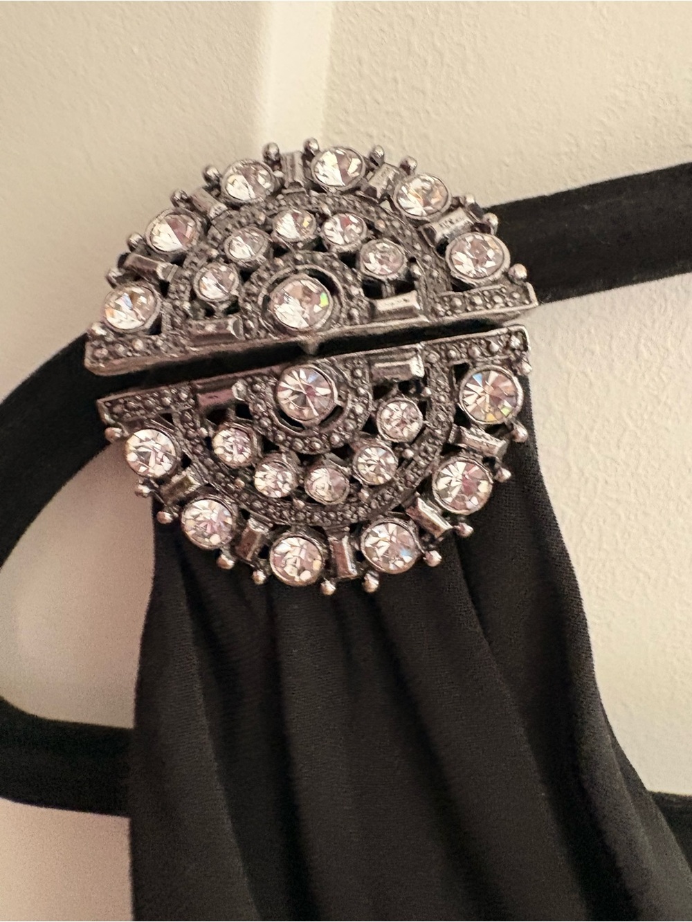 Lauren Ralph Lauren Black One-Shoulder Evening Gown with Jewel Accent - Picture 2 of 7